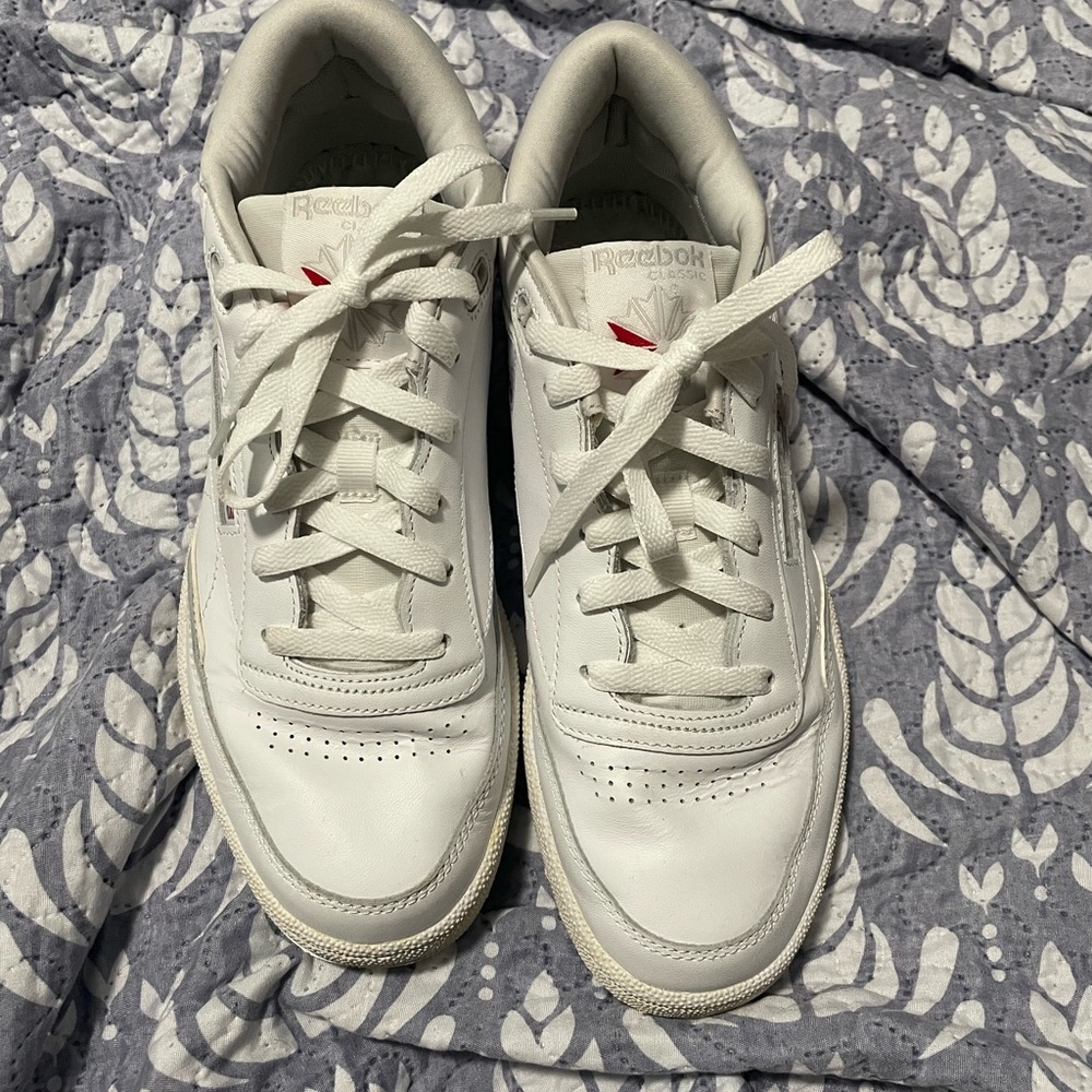 Reebok White and Red Lace-Up Sneakers